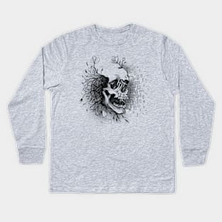 Skull Plants tatoo style Kids Long Sleeve T-Shirt